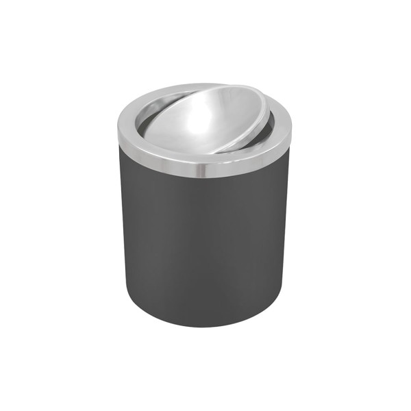 Encontraproduto.com.br - Lixeira Tramontina Útil Basculante em Aço Inox com Acabamento Scotch Brite e Corpo em Polipropileno Preto 5 L