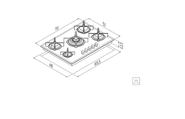 Encontraproduto.com.br - Cooktop a Gas Tramontina 70cm 5Q Flat Inox Bivolt 94727/104