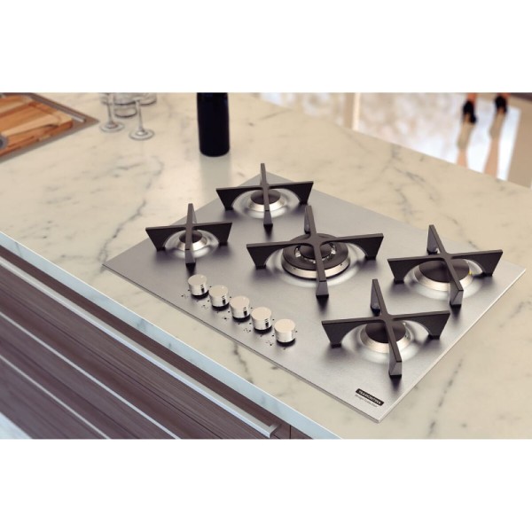 Encontraproduto.com.br - Cooktop a Gas Tramontina 70cm 5Q Flat Inox Bivolt 94727/104