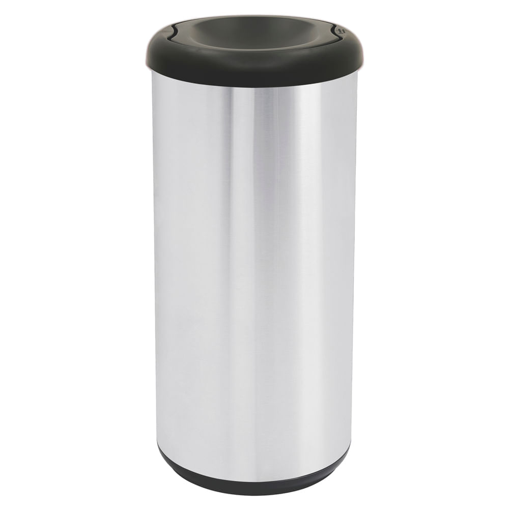 Encontraproduto.com.br - Lixeira Inox Tramontina Piemonte 40 Litros Scotch Brite e Tampa Basculante Preta