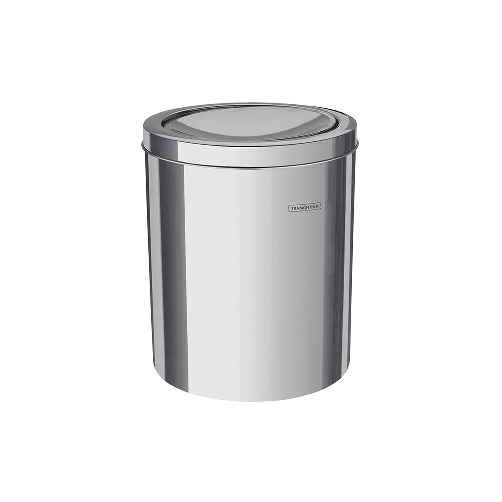 Encontraproduto.com.br - Lixeira Inox Tramontina Swing com Acabamento Scotch Brite e Tampa Basculante 5 Litros