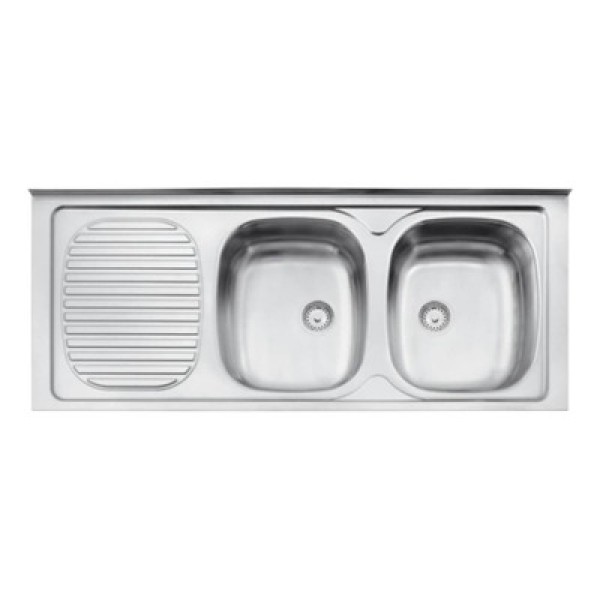 Encontraproduto.com.br - Pia de Apoio Tramontina Stratta 2C 34 DX em Aço Inox 120 x 50 cm com 2 Cubas