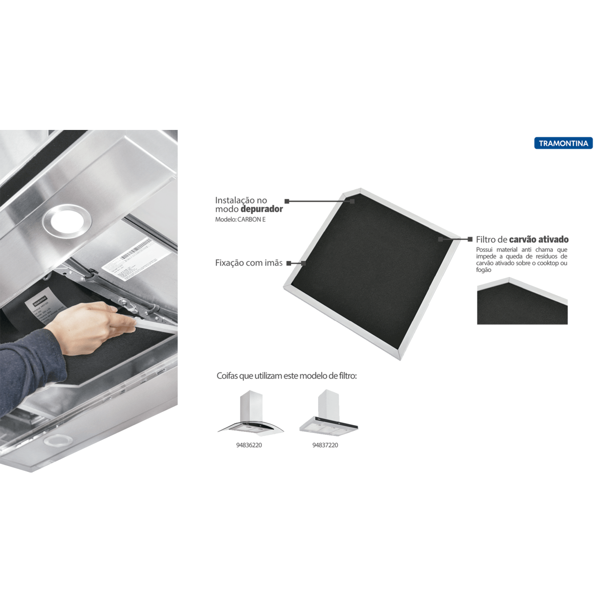Encontraproduto.com.br - Filtro de Carvão Ativado Carbon E para Coifas Tramontina