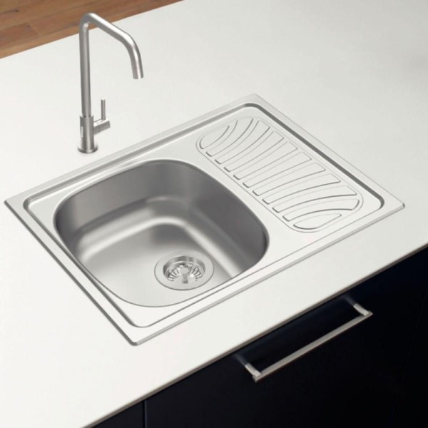 Encontraproduto.com.br - Cuba de Sobrepor Tramontina Alpha 34 R em Aço Inox Pré-polido 62 x 50 cm com Válvula