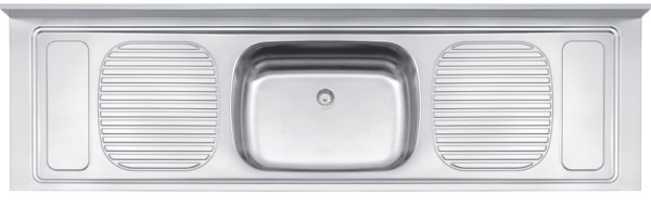 Encontraproduto.com.br - Pia Inox de Apoio com 1 Cuba Central Stratta 56 Plus 200x55cm Tramontina 93059607