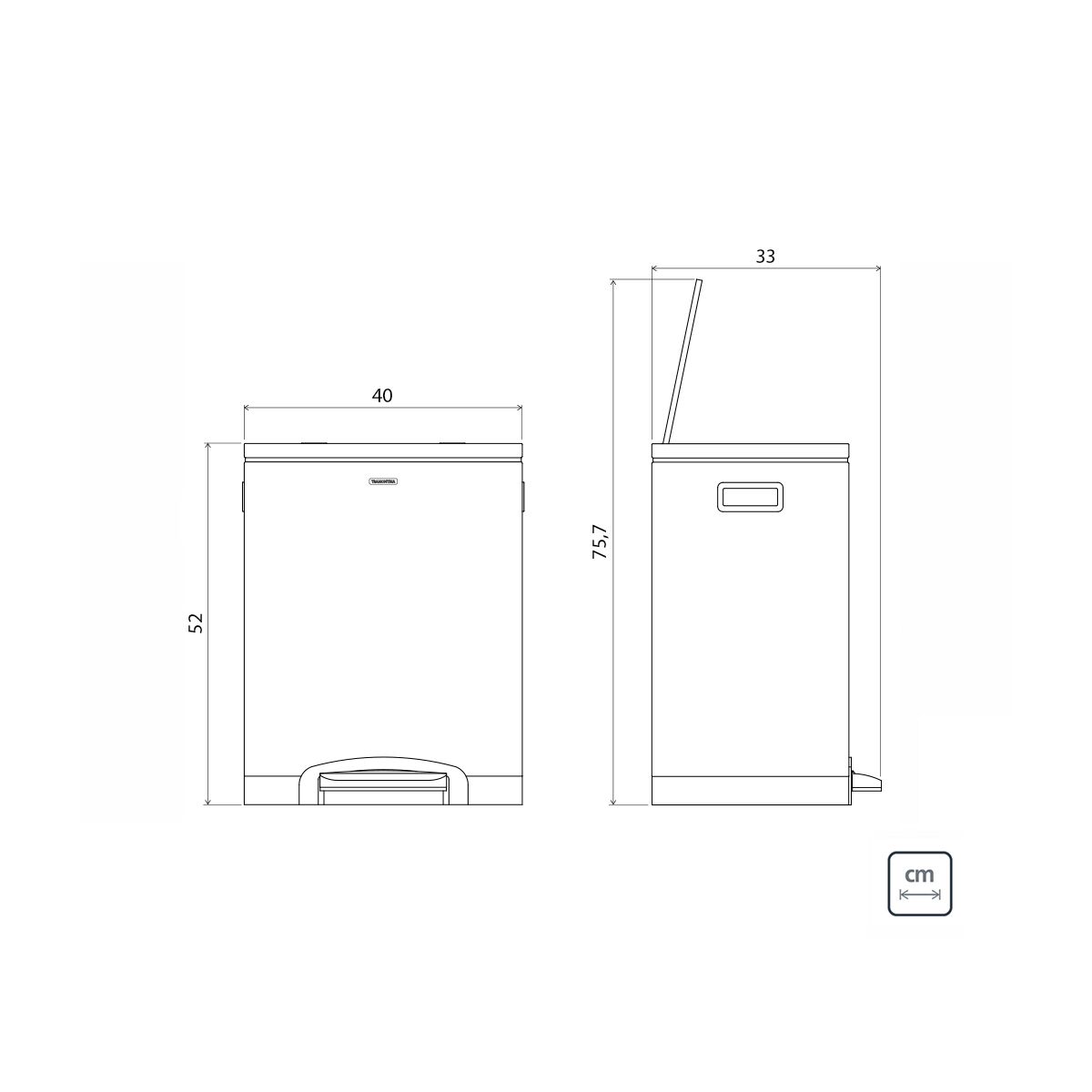 Encontraproduto.com.br - Lixeira Inox com Pedal Tramontina Quadratta Plus Dupla Scotch Brite e Balde Interno Removível 2x15 L