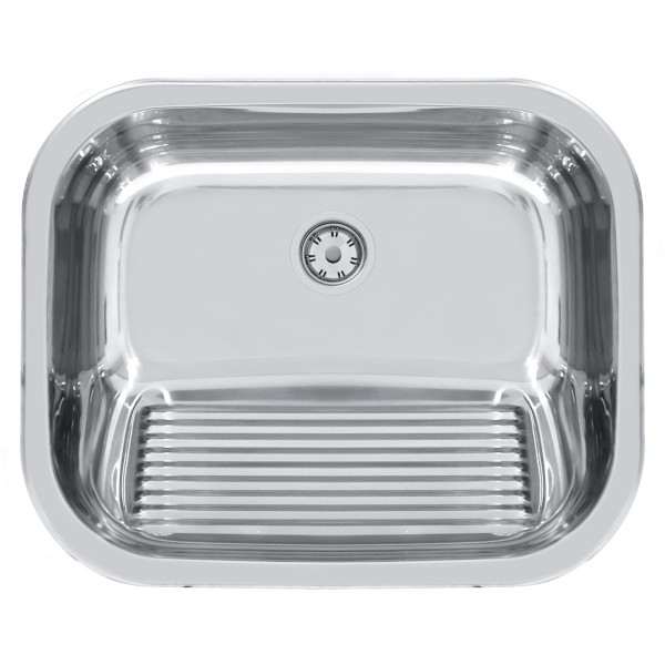 Encontraproduto.com.br - Tanque Tramontina Hera 30 L em Aço Inox Polido 50 x 40 cm com Torneira de Bancada e Válvula 94400417