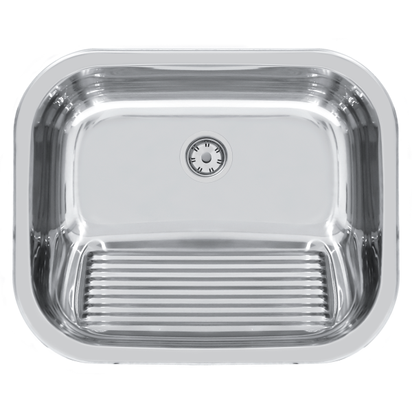 Encontraproduto.com.br - Tanque Tramontina Hera 30 L em Aço Inox Polido 50 x 40 cm com Torneira de Bancada e Válvula 94400417