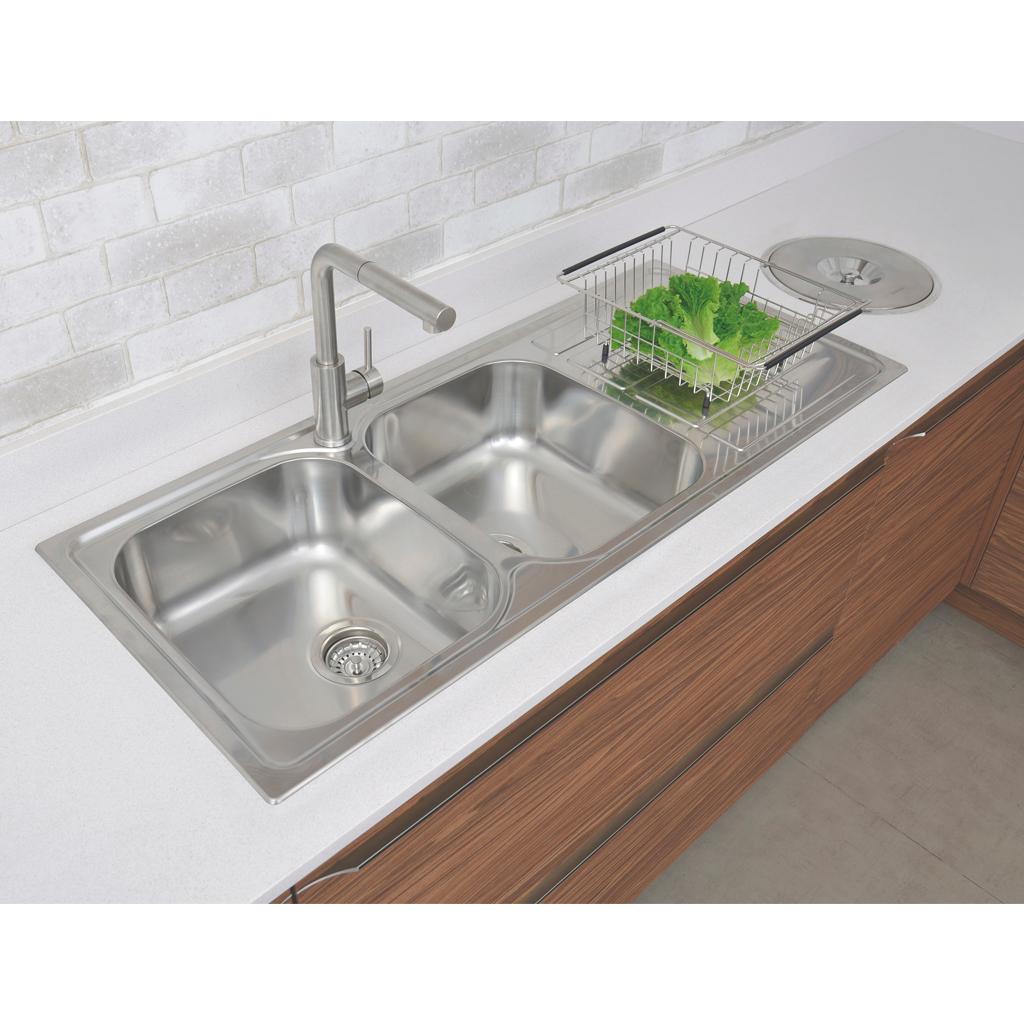Cesto Aramado Retangular Tramontina em Aço Inox com Alça Regulável para Cubas e Pias 94528030