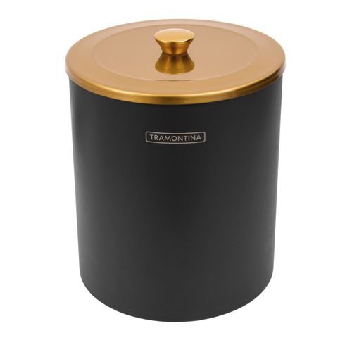 Lixeira Preta e Dourada Mix Luxo Tampa 100% Inox 5 Litros Tramontina