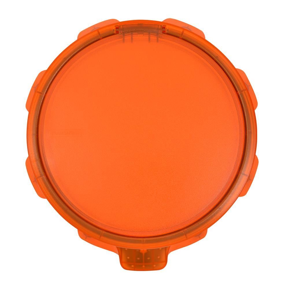 Encontraproduto.com.br - Lixeira Inox Tramontina Sofie Inox Scotch Brite e Detalhes em Plástico Translúcido Laranja com Pedal 5 L