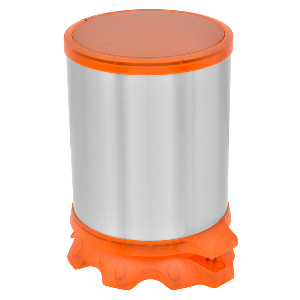 Lixeira Inox Tramontina Sofie Inox Scotch Brite e Detalhes em Plástico Translúcido Laranja com Pedal 5 L