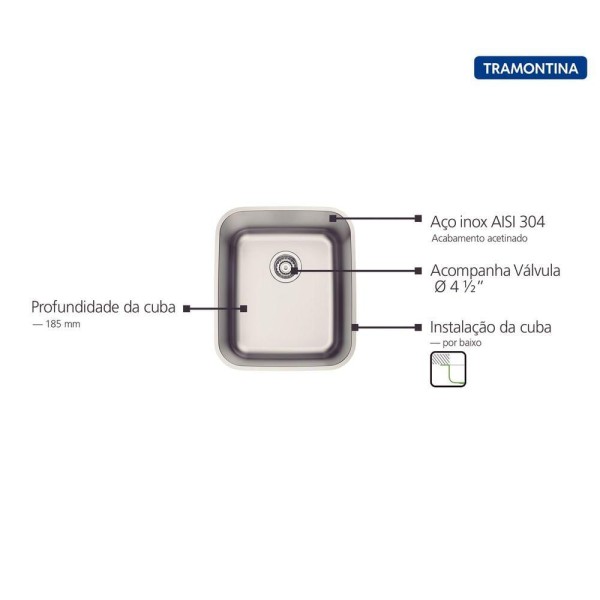 Encontraproduto.com.br - Cuba de Inox de Embutir 34X40cm 4.1/2