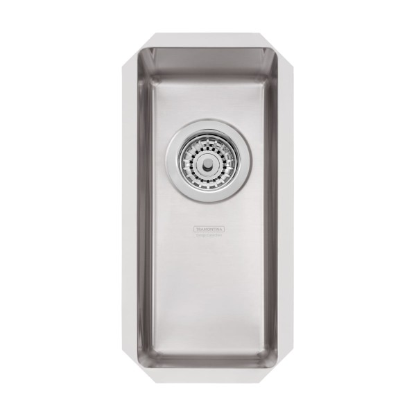 Encontraproduto.com.br - Cuba Quadrum 17 Plus U Undermount Tramontina 17 x 40 x 14 cm em Aço Inox Scotch Brite com Válvula