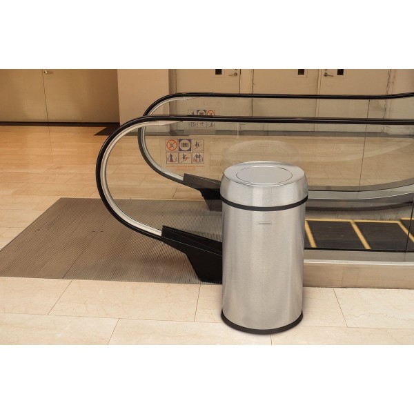 Encontraproduto.com.br - Lixeira Tramontina Institucional em Aço Inox com Acabamento Escovado 65 Litros com Tampa Basculante