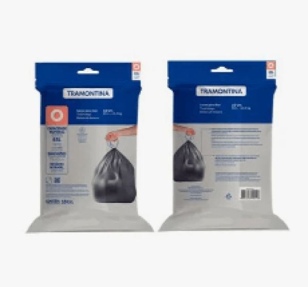 Encontraproduto.com.br - Saco Plástico de Lixo com Alça para Fechamento 65 Litros (O) para Lixeiras Tramontina