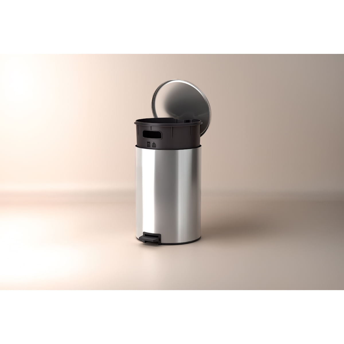 Encontraproduto.com.br - Lixeira com Pedal Tramontina Loop Aço Inox Polido 20 Litros