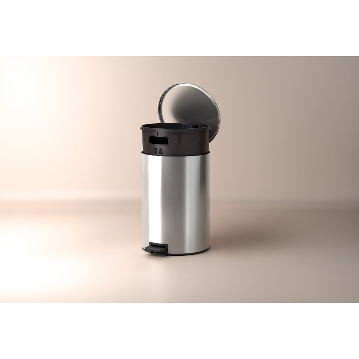 Encontraproduto.com.br - Lixeira com Pedal Tramontina Loop Aço Inox Polido 20 Litros
