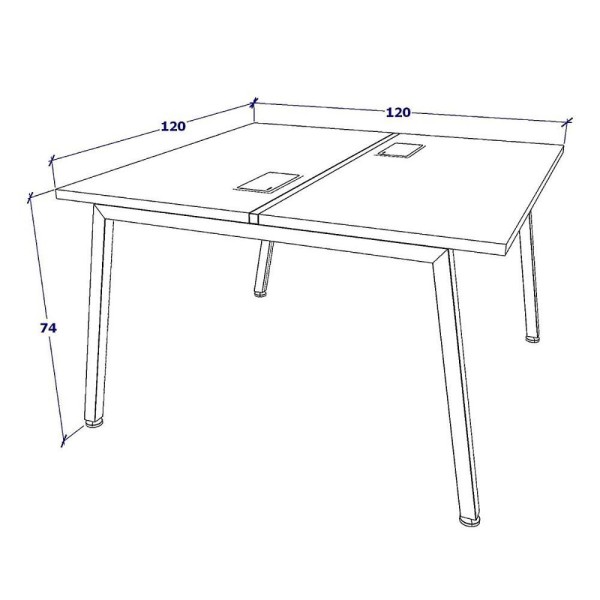 Encontraproduto.com.br - Mesa De Trabalho 2 Lugares Nogal Pés Cavalete 1,20m F5 Nogal Com Preto