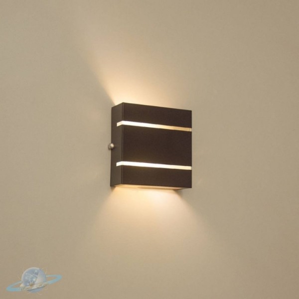 Encontraproduto.com.br - Arandela Marrom Slim Quadrada 2 Frisos Com 2 Fachos De Luz