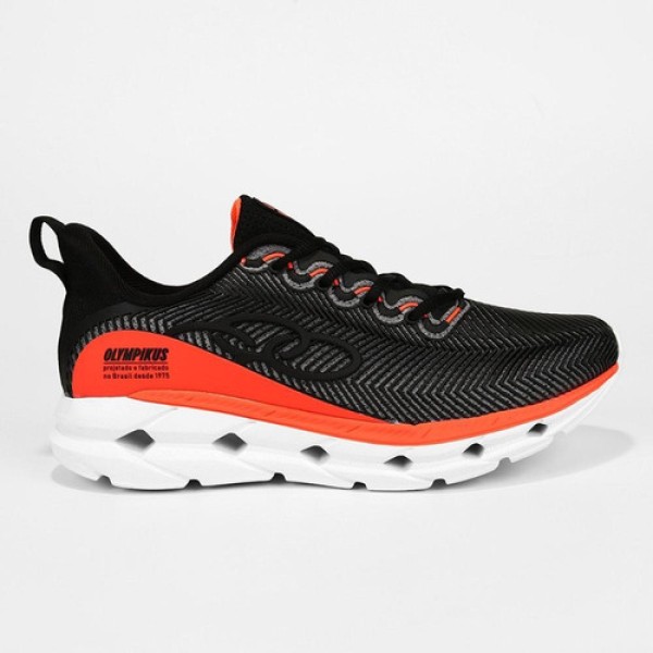 Encontraproduto.com.br - Tenis Olympikus Perfect Unissex Preto Petala Laranja 3-170p