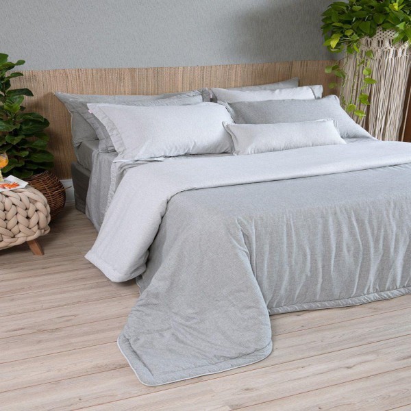 Encontraproduto.com.br - Cobre Leito Riviera Plumê Solteiro 2 Peças Cinza Urbano
