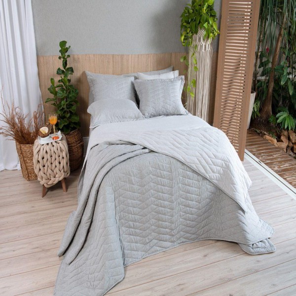Encontraproduto.com.br - Cobre Leito Riviera Plumê Solteiro 2 Peças Cinza Urbano