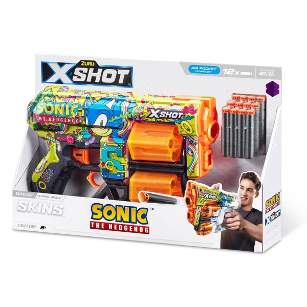 Encontraproduto.com.br - Lançador X-shot Skin Dread Sonic Com 12 Dardos - Hyper Spike