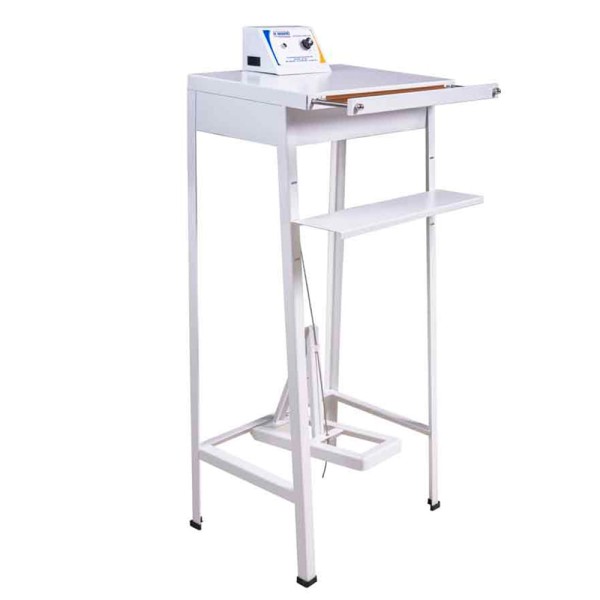 Encontraproduto.com.br - Seladora a Pedal Selamilk p/ Líquidos Mod. 3950 32 cms C/ Temporizador - Suporte p/ frascos- R.Baião