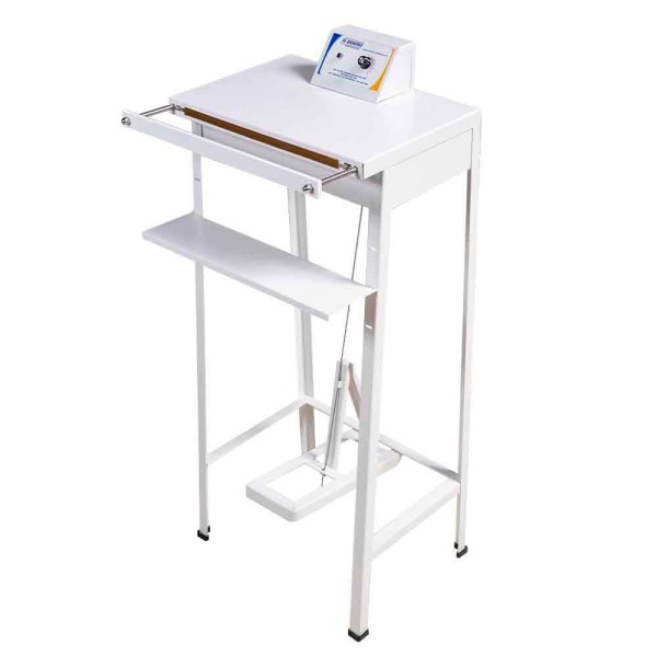Encontraproduto.com.br - Seladora a Pedal Selamilk p/ Líquidos Mod. 3950 32 cms C/ Temporizador - Suporte p/ frascos- R.Baião