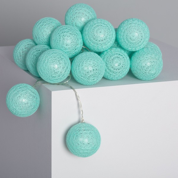 Encontraproduto.com.br - Cordão Fio De Luz Luminária De Bolinhas Turquesa Led 10 Bolas 2 m À Pilha