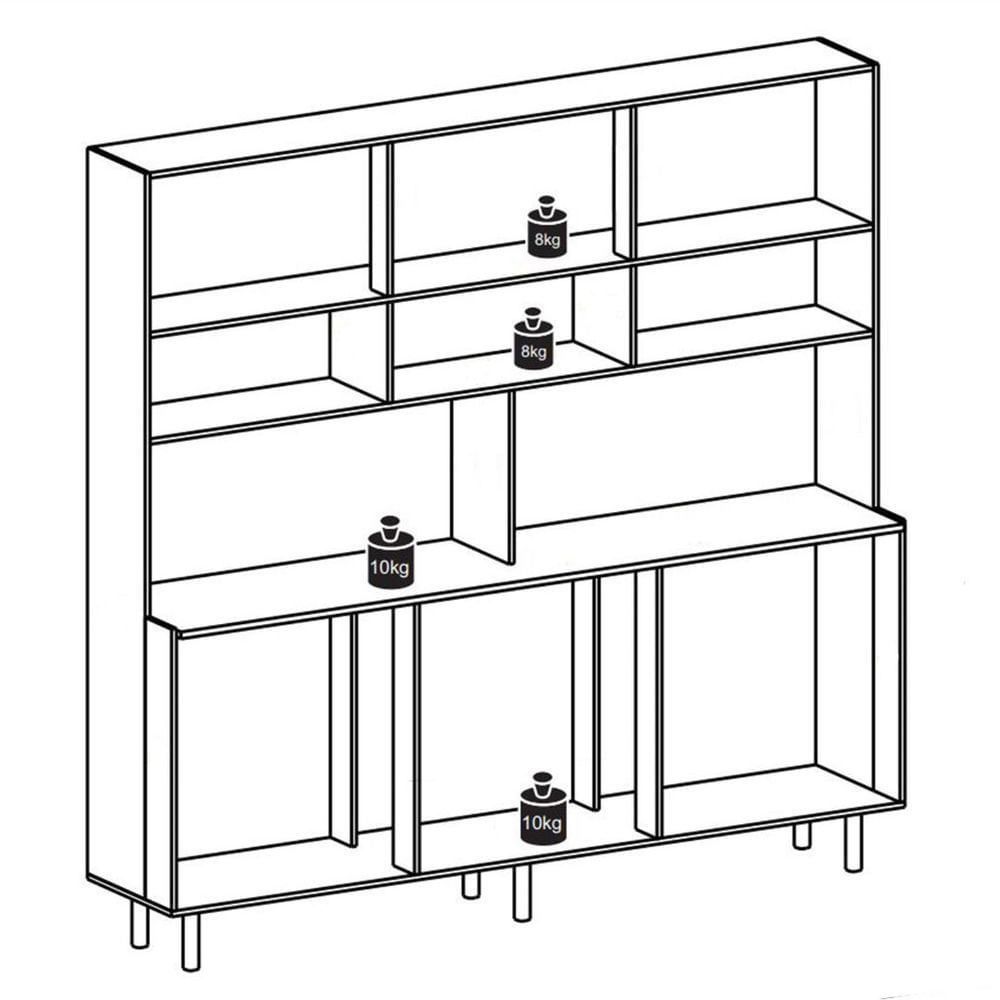 Encontraproduto.com.br - Cozinha Compacta Poliman Móveis Clara com 12 Portas e 1 Gaveta - 180cm de largura