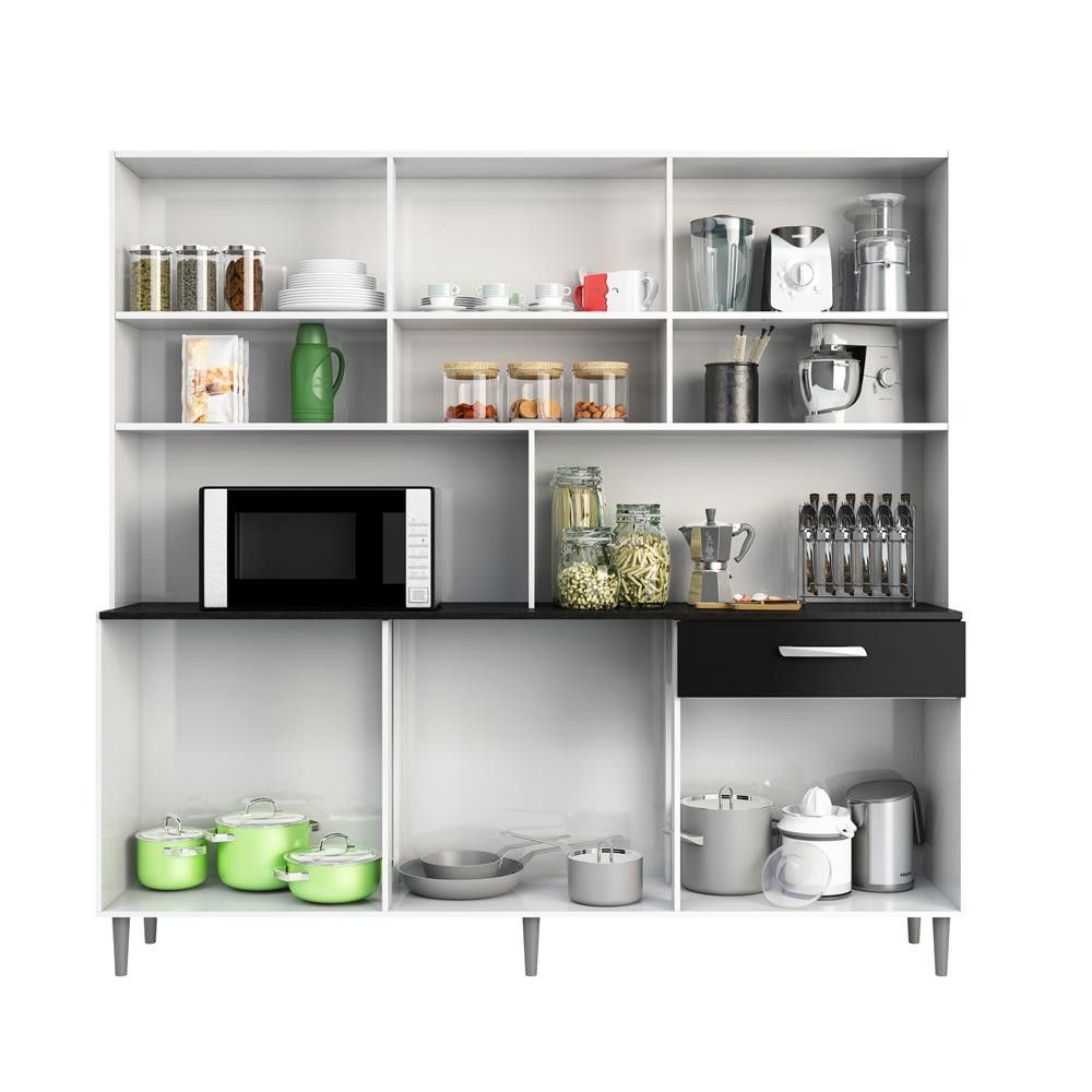 Encontraproduto.com.br - Cozinha Compacta Poliman Móveis Clara com 12 Portas e 1 Gaveta - 180cm de largura