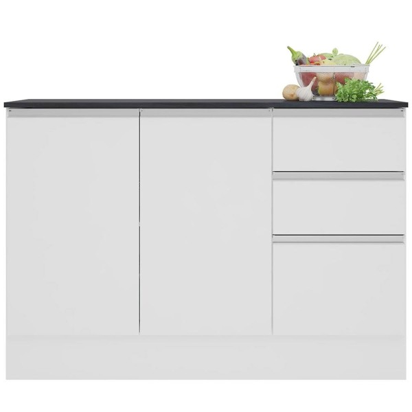 Encontraproduto.com.br - Balcão Poliman Paris com 3 Portas, 2 Gavetas e 1 Prateleira - 120cm de largura