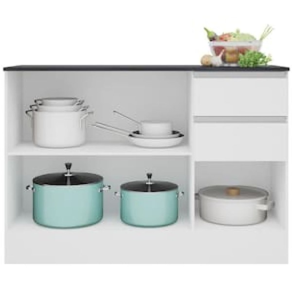 Encontraproduto.com.br - Balcão Poliman Paris com 3 Portas, 2 Gavetas e 1 Prateleira - 120cm de largura