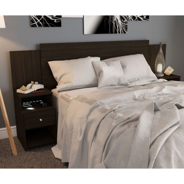 Encontraproduto.com.br - Cabeceira Extensível Cama Solteiro, Casal E Queen Com Mesa De Cabeceira Maceió Amêndoa