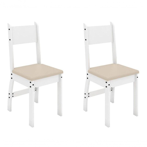 Encontraproduto.com.br - Cadeiras Para Mesa De Jantar Milano Conjunto Com 2 Cadeiras Branco Com Savana - Poliman Móveis