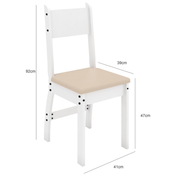 Encontraproduto.com.br - Cadeiras Para Mesa De Jantar Milano Conjunto Com 2 Cadeiras Branco Com Savana - Poliman Móveis