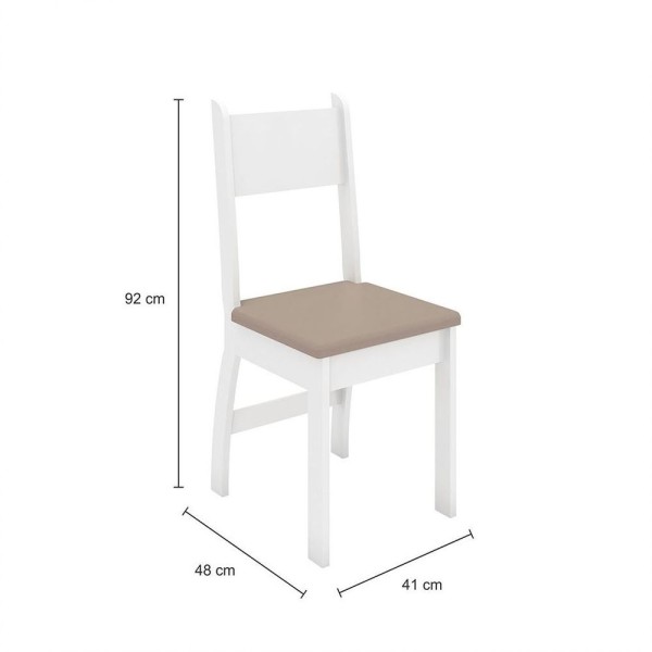 Encontraproduto.com.br - Cadeiras Para Mesa De Jantar Milano Conjunto Com 2 Cadeiras Branco Com Savana - Poliman Móveis