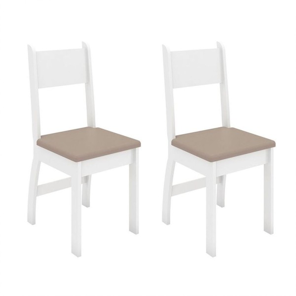 Encontraproduto.com.br - Cadeiras Para Mesa De Jantar Milano Conjunto Com 2 Cadeiras Branco Com Savana - Poliman Móveis
