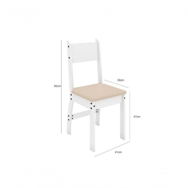 Encontraproduto.com.br - Cadeiras Para Mesa De Jantar Milano Conjunto Com 2 Cadeiras Branco Com Savana - Poliman Móveis