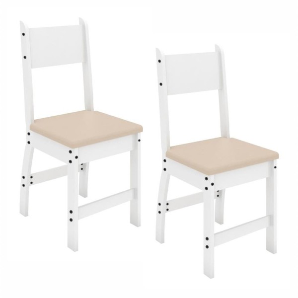 Encontraproduto.com.br - Cadeiras Para Mesa De Jantar Milano Conjunto Com 2 Cadeiras Branco Com Savana - Poliman Móveis