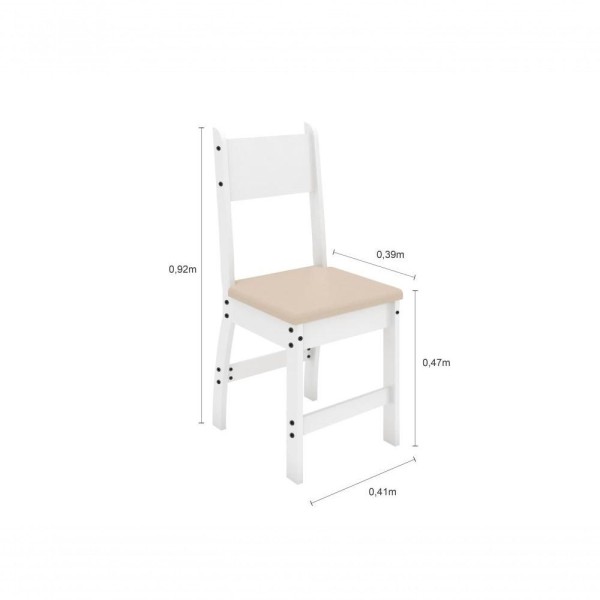 Encontraproduto.com.br - Cadeiras Para Mesa De Jantar Milano Conjunto Com 2 Cadeiras Branco Com Savana - Poliman Móveis