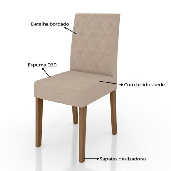 Encontraproduto.com.br - Conjunto Sala De Jantar Mesa E 4 Cadeiras Jade Poliman Carvalho Com Grafite