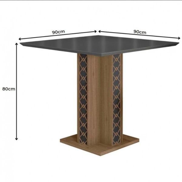 Encontraproduto.com.br - Mesa De Jantar Isis 4 Cadeiras Estofadas E Revestidas Suede Poliman Móveis Carvalho/grafite/preto