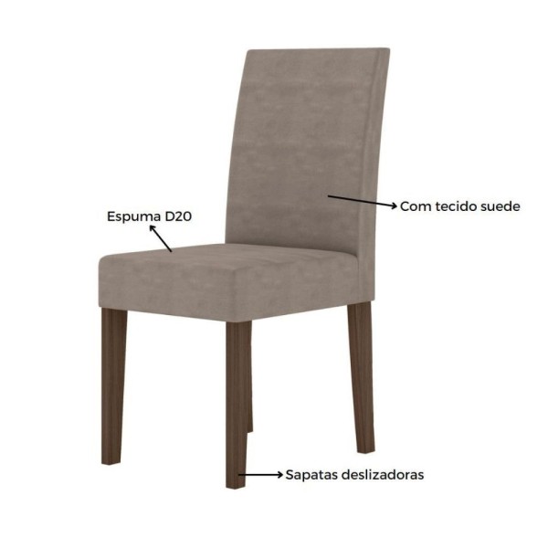 Encontraproduto.com.br - Conjunto Sala De Jantar Retangular Mesa Amalia 136cm E 04 Cadeiras Josi Poliman Carvalho Com Grafite