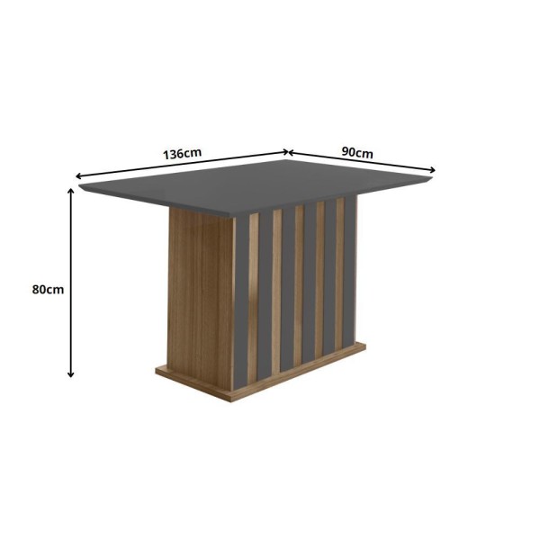 Encontraproduto.com.br - Conjunto Sala De Jantar Retangular Mesa Amalia 136cm E 04 Cadeiras Josi Poliman Carvalho Com Grafite