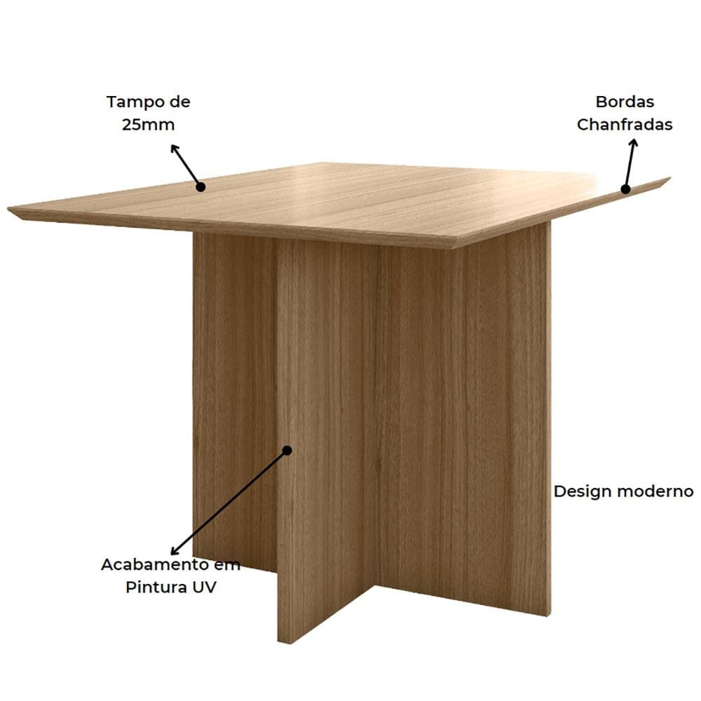 Encontraproduto.com.br - Mesa de Jantar Poliman Helo com 4 Cadeiras Revestidas em Tecido Suede - Carvalho/Suede Fendi