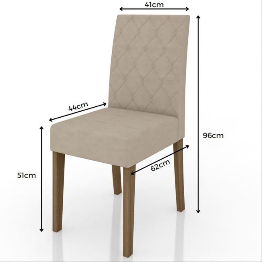 Encontraproduto.com.br - Mesa de Jantar Poliman Helo com 4 Cadeiras Revestidas em Tecido Suede - Carvalho/Suede Fendi