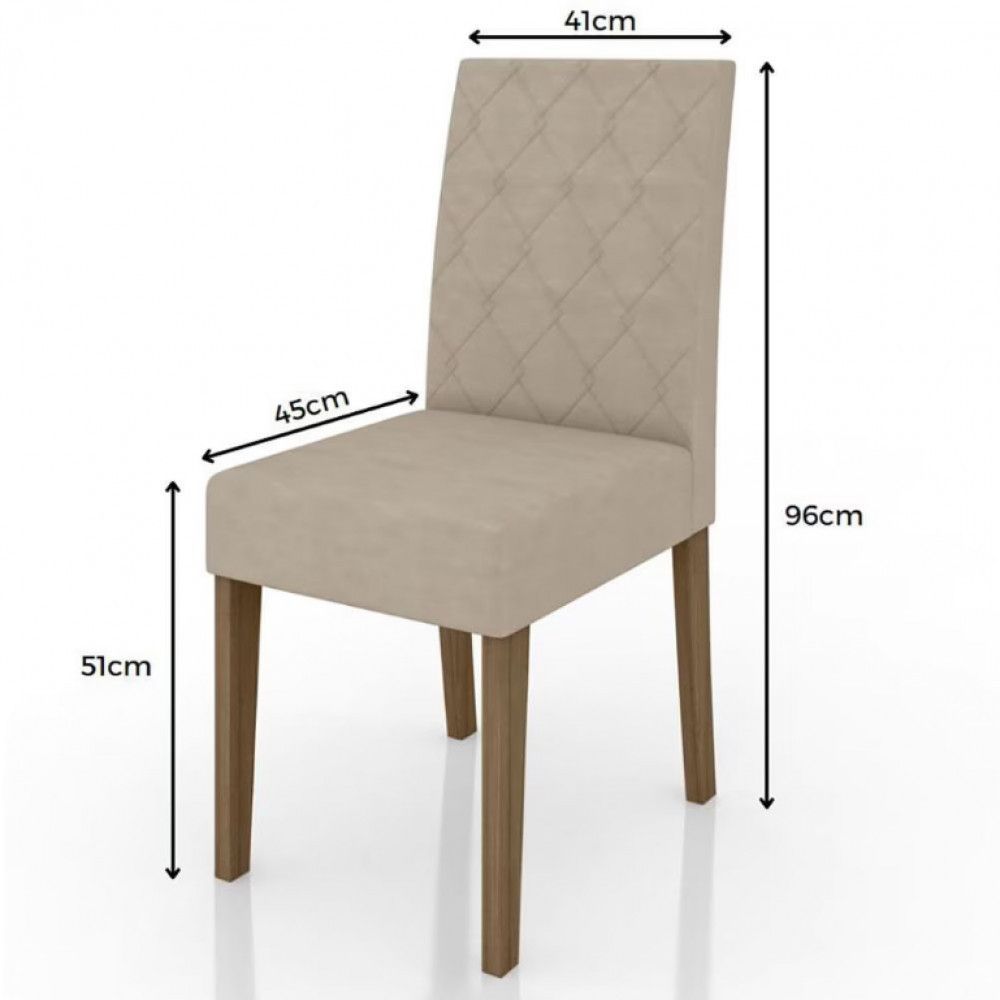 Encontraproduto.com.br - Mesa de Jantar Poliman Kate com Tampo de Vidro e MDP e 4 Cadeiras Revestidas em Tecido Suede